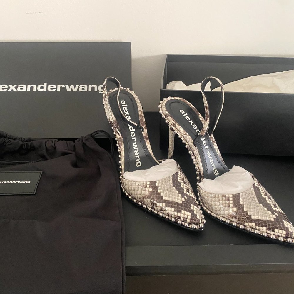 Alexander Wang Rina Snake Print Emboss Heels (Size 38)